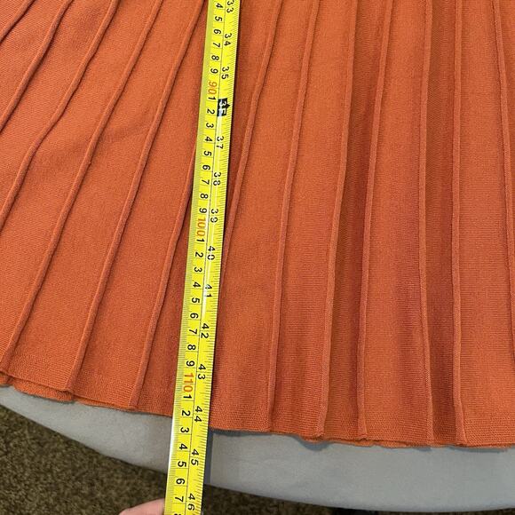 Zesica Orange L Ribbed Thick Knit Ribbed A Line Midi Sweater Tie Dress Office - Picture 9 of 11
